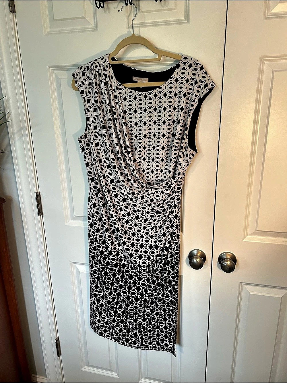 Nanette Lepore Geometric Midi Dress in Black & White